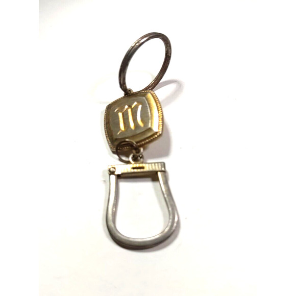 Vintage Keychain Monogram M Gold Silver Tone - Picture 2 of 5